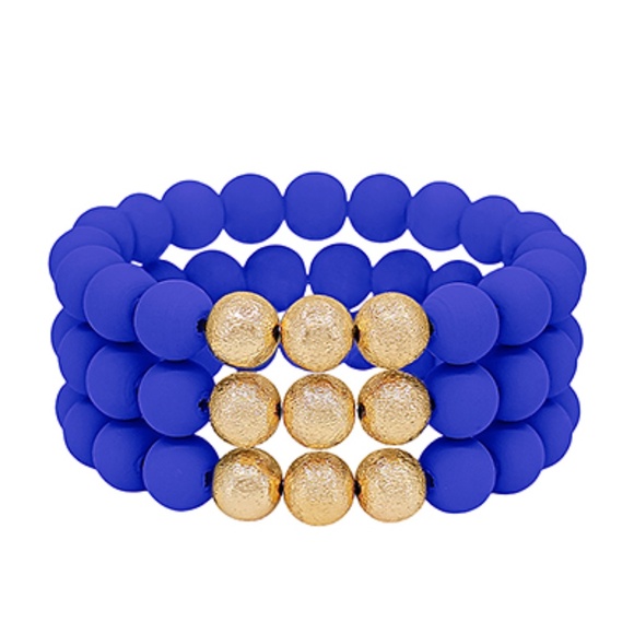 3 Row Satin Ball Accent Clay Ball Bracelet - Picture 2 of 2